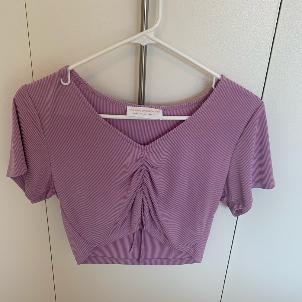 Purple Cinched Crop Top